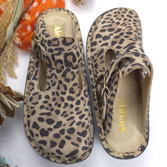 Alegria Leopard Print Women Clog Mule Nursing Shoes Sz 36 - Picture 7 of 10